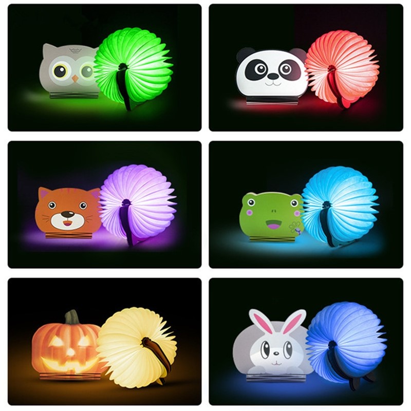 Lampe LED en forme de livre déplié, rechargeable par USB