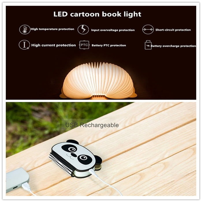Lampe LED en forme de livre déplié, rechargeable par USB