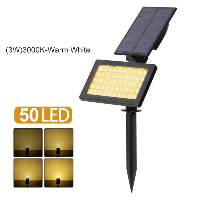 Spot LED solaire 50leds 200lm pour jardin, étanche