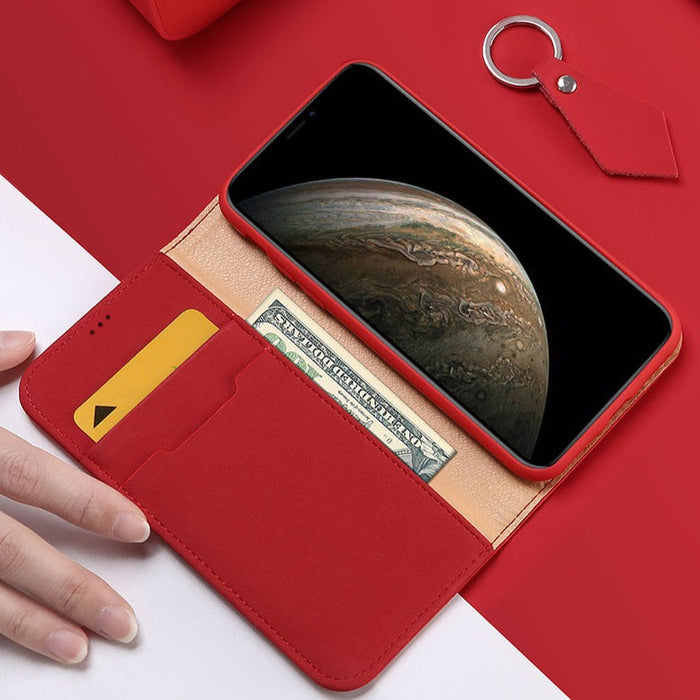 DUX DUCIS - Housse Etui Premium Flip iPhone Rouge