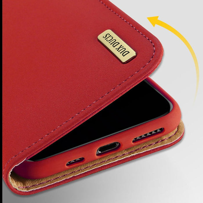 DUX DUCIS - Housse Etui Premium Flip iPhone Rouge