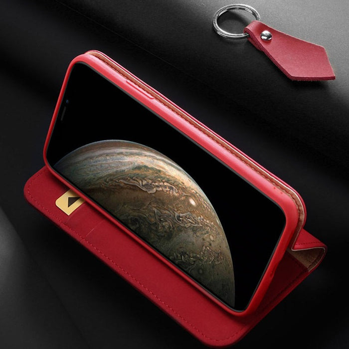 DUX DUCIS - Housse Etui Premium Flip iPhone Rouge