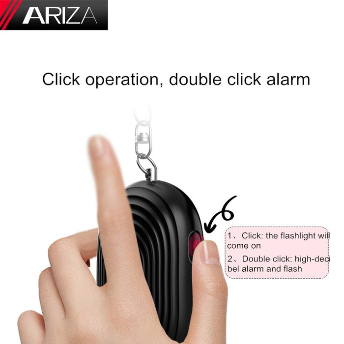 ARIZA - Alarme sonore 120db de poche, avec porte-clés et torche LED