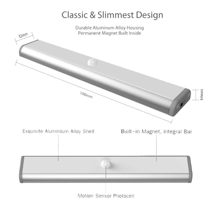 Bar LED magnétique sans fil, rechargeable par USB, blanc froid 3000K