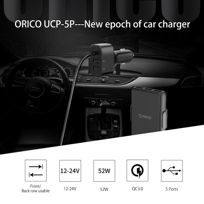 ORICO - Chargeur allume cigare multiple 5 ports USB QC3.0