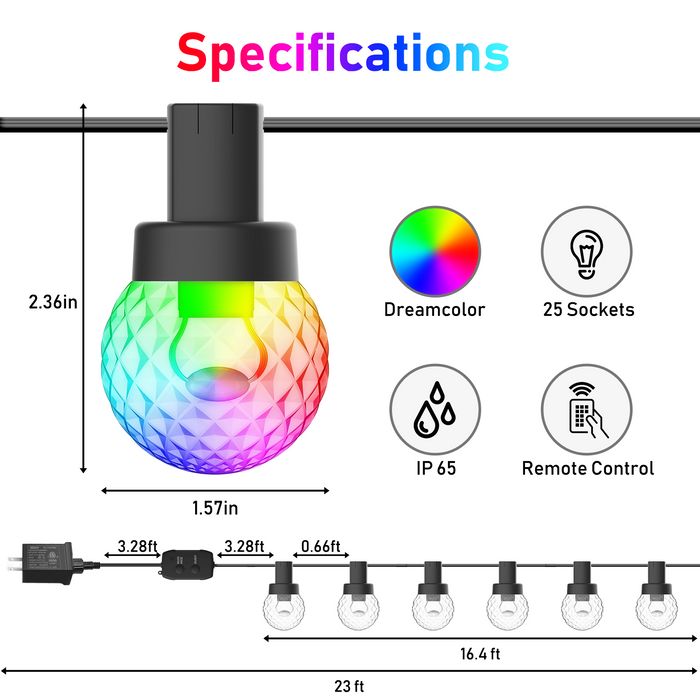 Guirlande LED multicolore 5m connectée (Bluetooth)