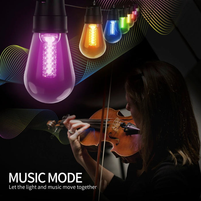 Guirlande solaire multicolore 13m 30 ampoules connectée (Bluetooth)