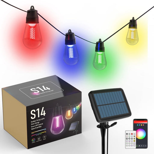 Guirlande solaire multicolore 13m 30 ampoules connectée (Bluetooth)