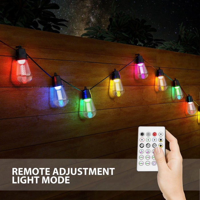 Guirlande solaire multicolore 13m 30 ampoules connectée (Bluetooth)