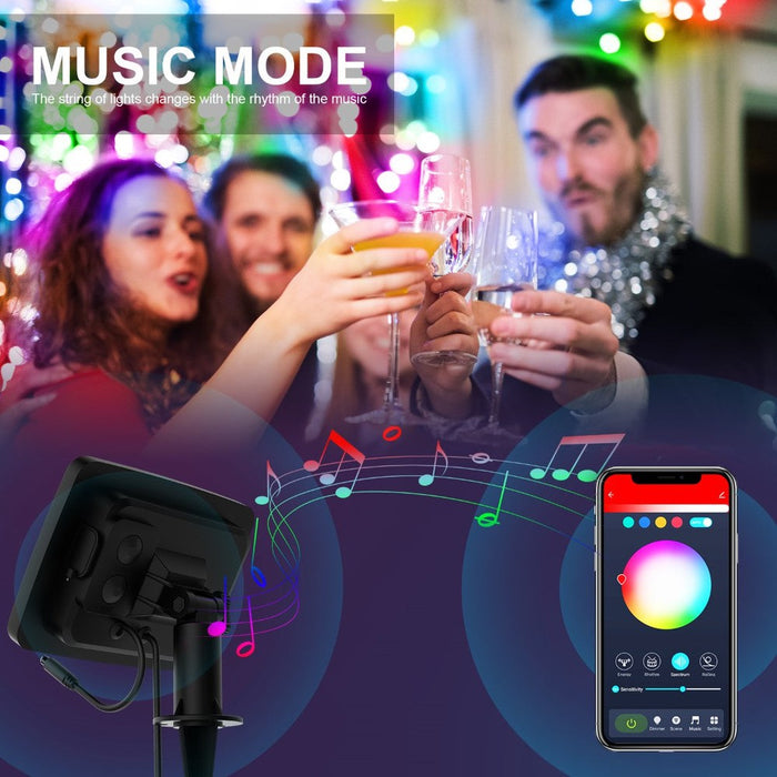 Guirlande solaire multicolore 10m 66 leds connectée (Bluetooth)