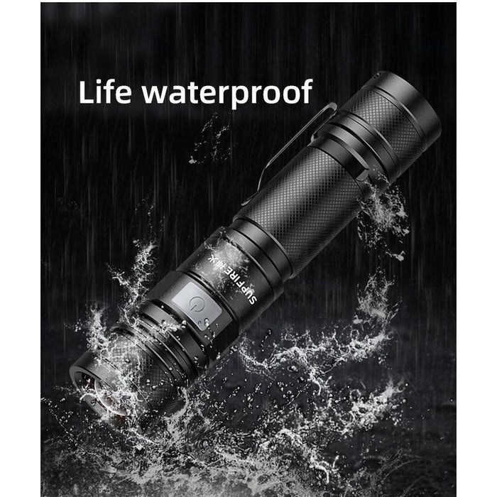 Supfire - Lampe torche LED 1200lm blanc froid 6000K, rechargeable