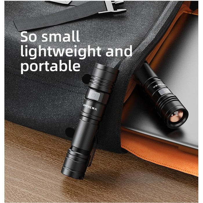 Supfire - Lampe torche LED 1200lm blanc froid 6000K, rechargeable