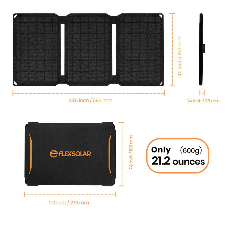 FLEXSOLAR - Chargeur solaire pliable 20W, pour téléphones et tablettes
