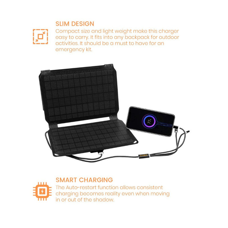 FLEXSOLAR - Chargeur solaire pliable 20W, pour téléphones et tablettes