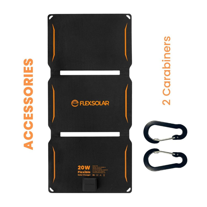 FLEXSOLAR - Chargeur solaire pliable 20W, pour téléphones et tablettes