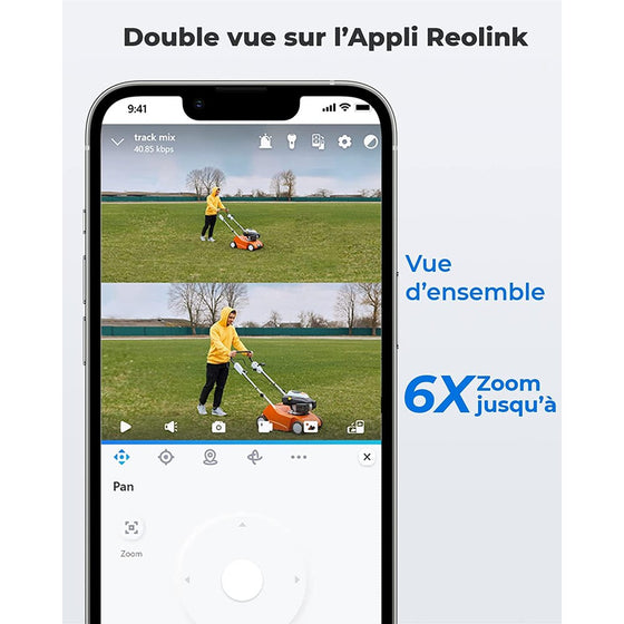 Reolink Trackmix Wifi - Caméra extérieure 4K 8MP, double objectif 360° - Suivi de mouvement et zoom automatique