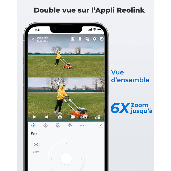Reolink Trackmix Wifi - Caméra extérieure 4K 8MP, double objectif 360° - Suivi de mouvement et zoom automatique