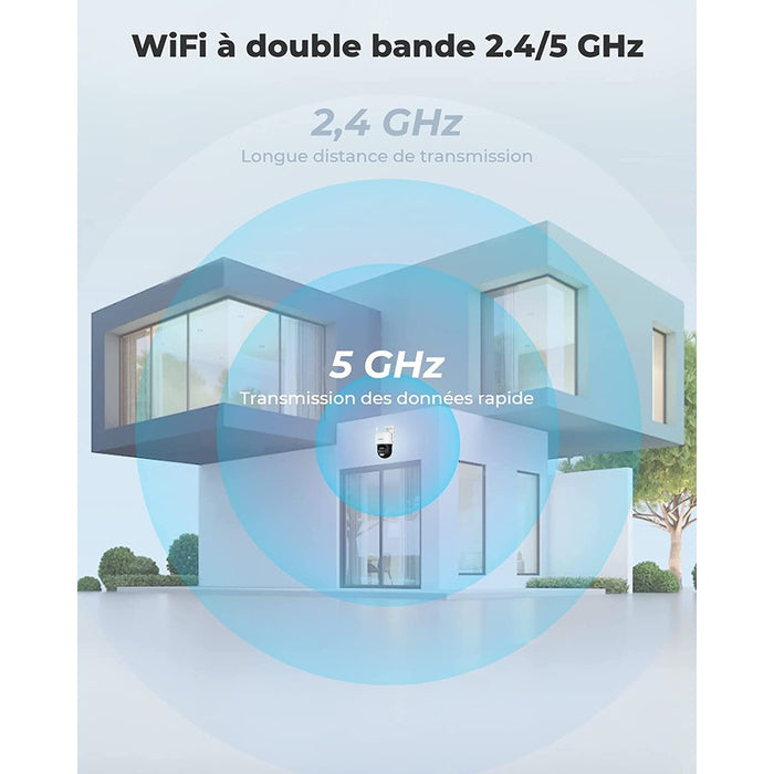 Reolink Trackmix Wifi - Caméra extérieure 4K 8MP, double objectif 360° - Suivi de mouvement et zoom automatique