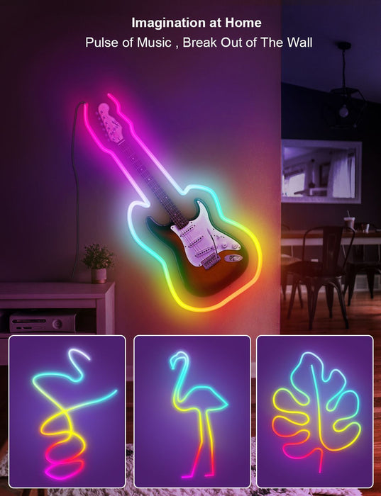 Neon LED flexible dynamique & multicolore connectée (Wifi)  3 mètres/ 5 mètres