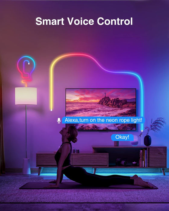 Neon LED flexible dynamique & multicolore connectée (Wifi)  3 mètres/ 5 mètres