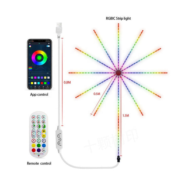 Ruban LED dynamique feu d'artifice connectée (Bluetooth)