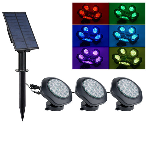 Set de 3 spots LED RVB solaires submersibles