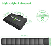 Chargeur solaire pliable 60W, pour téléphones, tablettes et ordinateurs