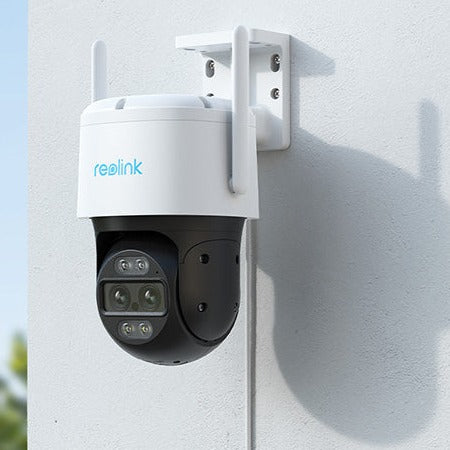 Reolink Trackmix Wifi - Caméra extérieure 4K 8MP, double objectif 360° - Suivi de mouvement et zoom automatique