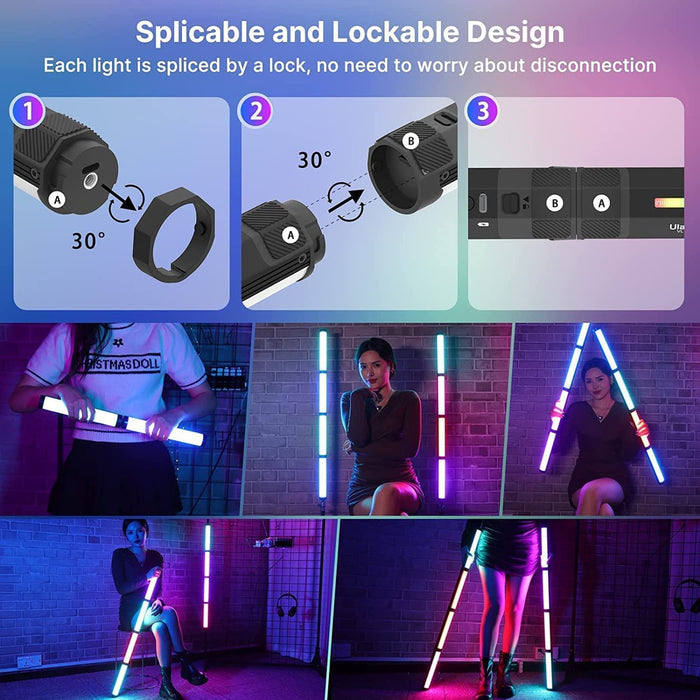 Ulanzi VL110RGB - Tube vidéo multicolore, sans fil et rechargeable