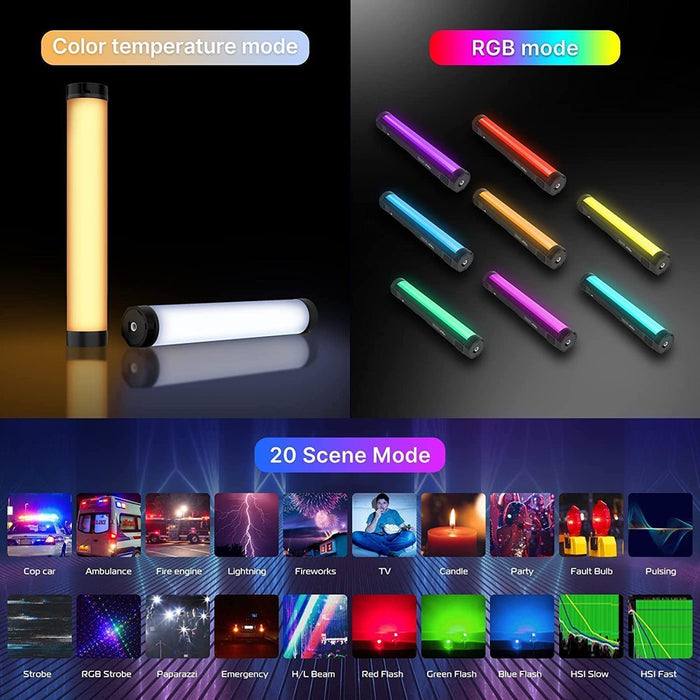 Ulanzi VL110RGB - Tube vidéo multicolore, sans fil et rechargeable