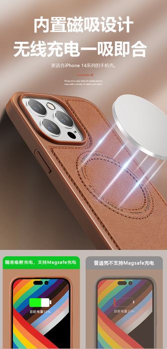 XLEVEL - Coque Etui Magnetique Premium iPhone 14 serie Marron